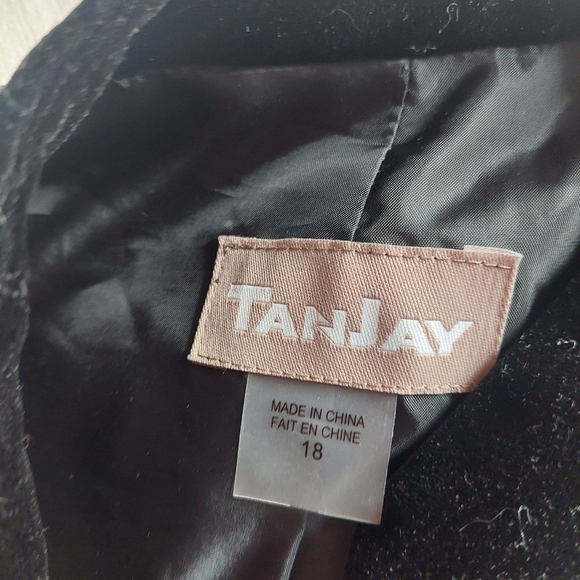 Tan Jay  Gray Tweed Jacket Women’s 18  Blazer with Black Velvet Trim - Picture 4 of 11